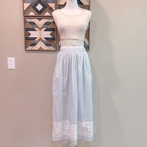 Ralph Lauren Light Blue and White Maxi Skirt